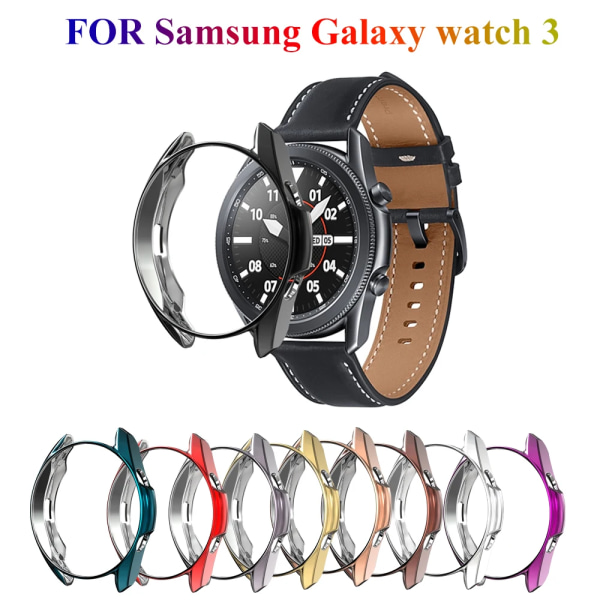 Watch för Samsung Galaxy Watch 3 41mm 45mm Smart Watches Cover TPU Ram Shell Protector Case Smart Accessories Cover Black 45mm