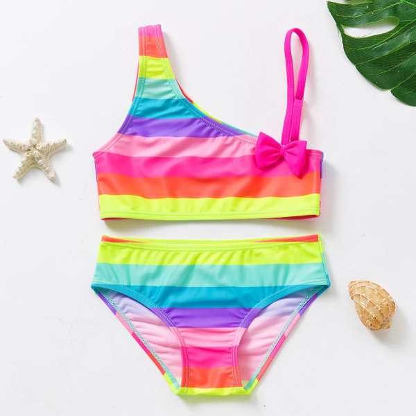 2~12Y Flickor Badkläder Två delar Flickor badkläder Hög kvalitet Barn Bikini set Biquini Infantil Härliga Barn Strandkläder-ST108MIX 9057 pink 8-9Years