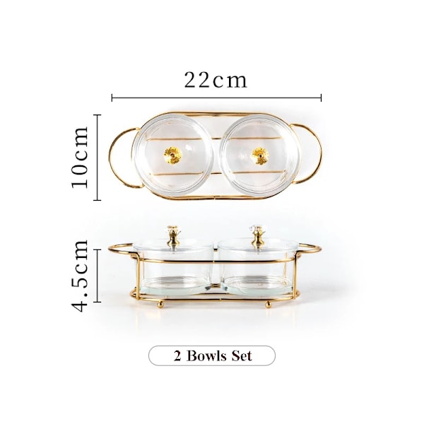 Nordisk Frugt Dessert Snacks Servering Fade Glas Skål Med Låg Fest Slik Nødder Salat Retter Plade Kage Mad Køkken Plade Transparent-2BowlSet