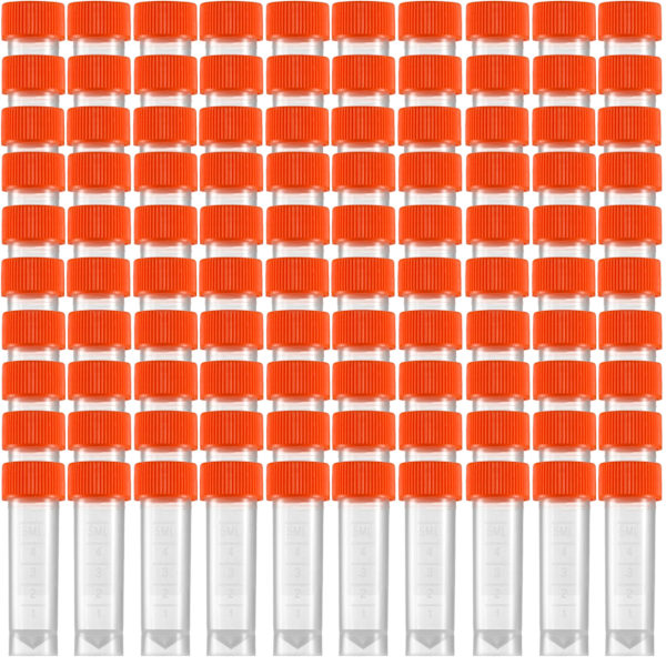 50/100 stk. Plastprøveglas, Prøvebeholdere, Pulverhåndværk, Skruelåg, Flasker til Kontor, Skole, Kemitilbehør, 1-10 ml 5ml red-100Pcs