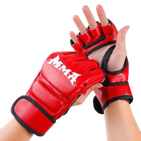 Kick MMA boxningshandskar för män Kvinnor PU Karate Muay Thai Guantes De Boxeo Gratis Fight MMA Sanda Träning Vuxna Barn Utrustning Black A