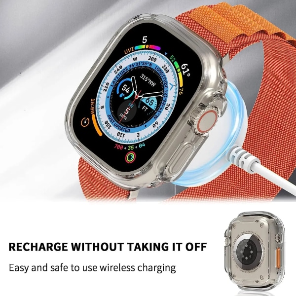 TPU Case Cover för Apple Watch Ultra 49mm Bumper NO Skärmskydd Skyddande reptålig ram för iWatch 8 45mm 41mm Clear ultra 49mm