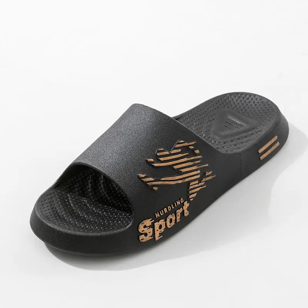 Nye Trend Mænds Tøfler Hjem Indendørs Anti Slip Bløde Pvc Tøfler Sommerstil Udendørs Casual Strand Flip Flop S Sandal Gold-KY 38-39(suggest 37-38)