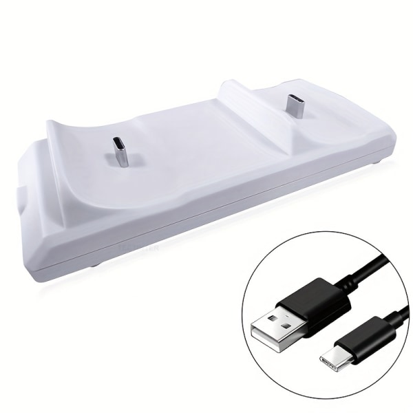USB Type-C Charging Dock Station Joystick Gamepad Dubbel snabbladdare trådlös handkontroll White
