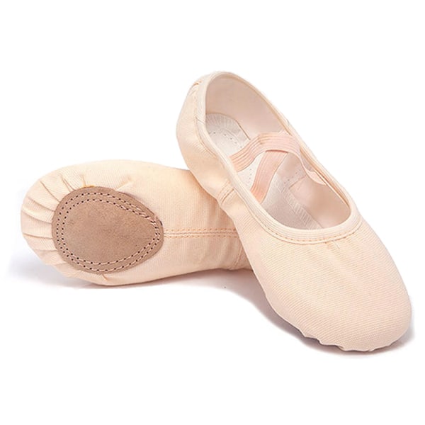 1 par bekväma och flexibla canvas-baletttofflor för flickor - Elastiska dansskor med delad sula för barn och småbarn Skin color CN32(EU31.5)