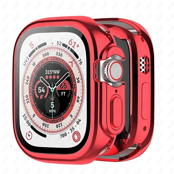 TPU Full Cover för Apple Watch Ultra Case 49mm 42mm 44mm 40mm 38mm Skärmskydd iWatch serier 9 8 7 6 5 4 3 SE fodral 45 41mm 4 red 45mm Series 7 8 9