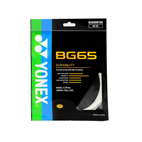 Yonex Badmintonstreng BG65 Badmintonketcherstreng 0,7 mm Holdbar Badmintonstreng fluorescent green