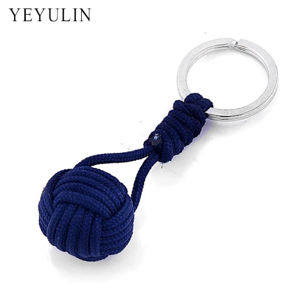 Ny Design Paracord Nyckelring Snodd Knytnäve Knut Höghållfast Fallskärm Sladd Självförsvar Akut Överlevnad Verktyg Nyckelring Navy Blue