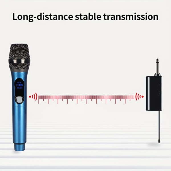 Trådlös mikrofon: professionell 2-kanals handhållen mikrofon, för hushållskaraoke, två i ett utomhusljud, tv-sång Red