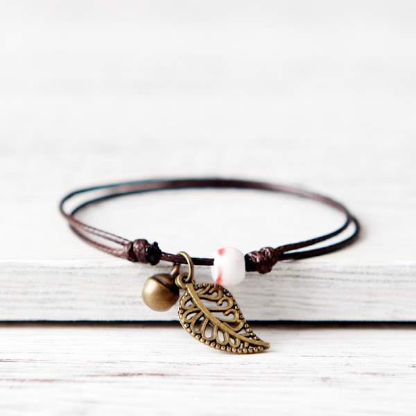 Qingge Jingdezhen Keramiikkahelmi Rannekoru Anklet Parhaan Ystävän Boheemi Retro Ensimmäinen Lehti Korut Koju Crack Glaze Light Green