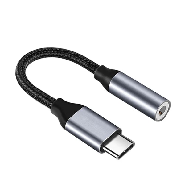 Adapter USB Type C versus 3,5 mm, kabelljud för ecouteurs, Samsung Galaxy S21 Ultra, Xiami, Redmi, mc 3.5-jack black