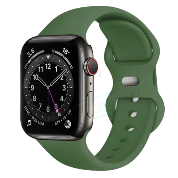Silikonrem för Apple Watch Band 44mm 40mm 45mm 42-38-41mm original 1:1 armband iwatch series 8 7 se 3 4 5 6 9 ultra 2 49mm 6 Army green 38mm-40mm-41mm M-L