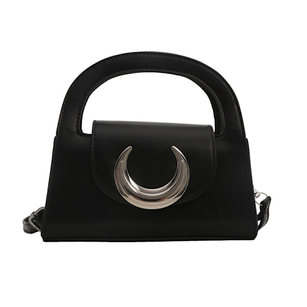 Moon Buckle Bag För Kvinnor 2024 Sommar Ny Casual Solid Färg Axel Väska Damer Vackra Personliga Handväskan Silver