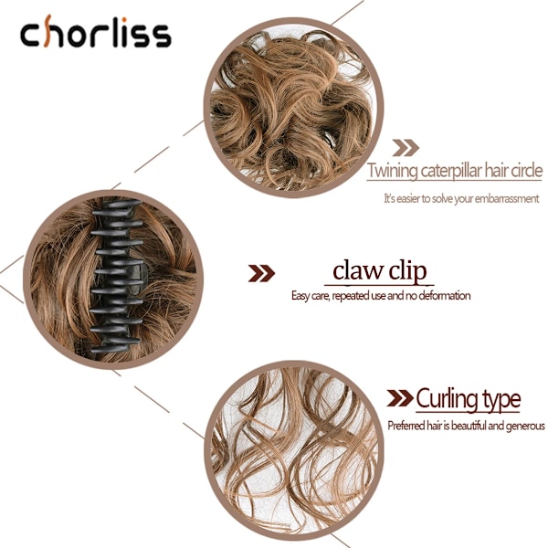 Chorliss Syntetiska Klon Chignon Kvinnor Rörig Curly Fluffy Hår Bun Clip I Ponytail Hår Extensions Naturliga Falska Hårstyckenar CXZY 86H10