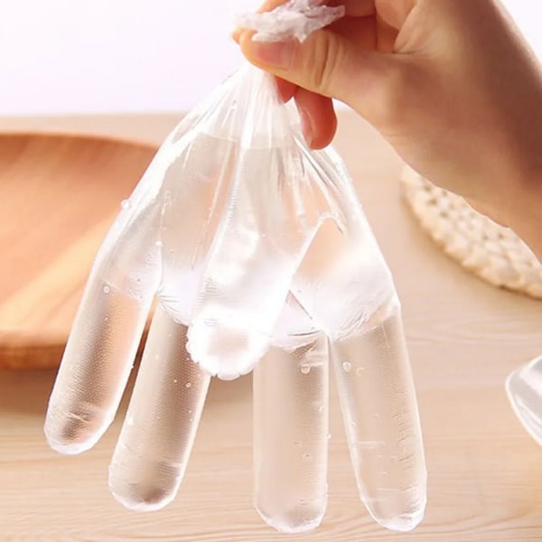 100 st Engångshandskar Plasthandskar Transparenta miljövänliga rengöringshandskar för DIY-matlagning Kökstillbehör