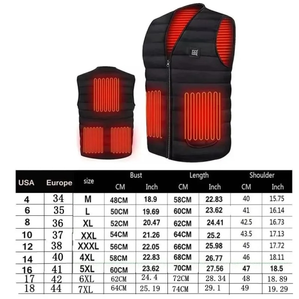 5/9 Områden Uppvärmd Väst Herr Dam Elvärmeväst USB Uppvärmd Jacka Uppvärmd Väst Bodywarmer Uppvärmd dunjacka Winte 5 Areas Heated Blue XXXL