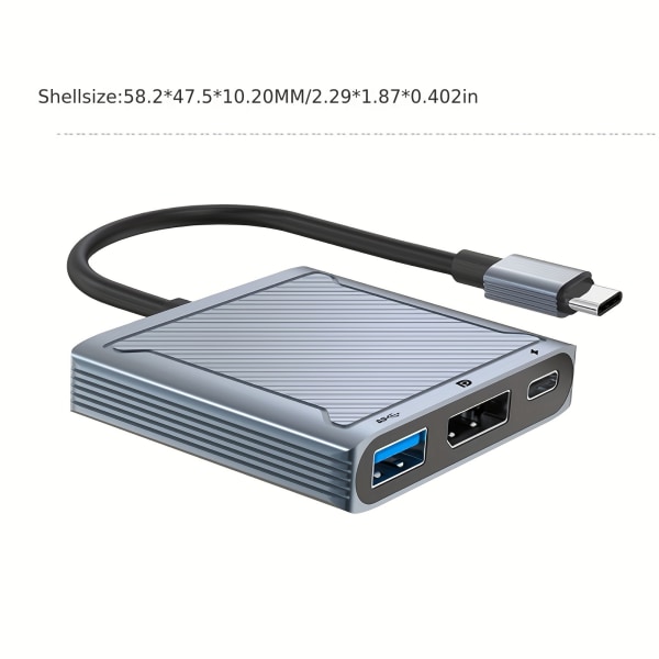 Typ C till DP USB PD tre-i-ett-omvandlare USB C till DP 8K UHD dockningsstation splitter