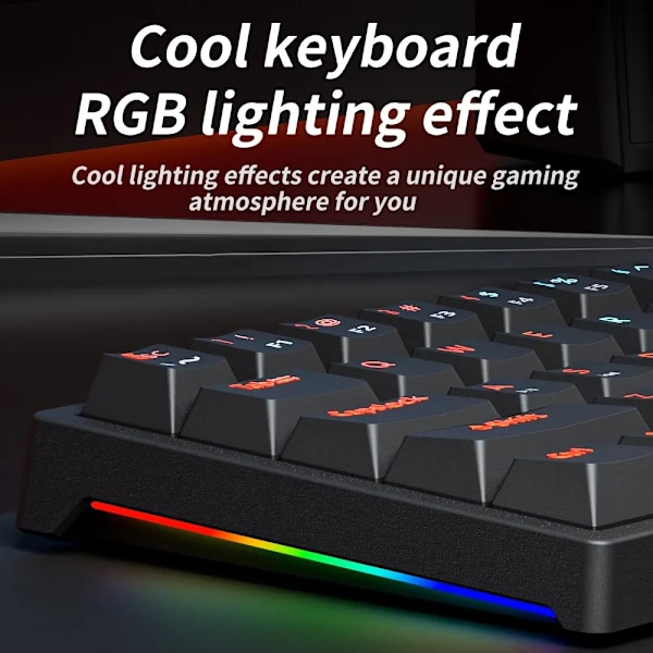 Mucai Mk61 Usb Gaming Mekanisk Tangentbord 61 Tangenter Röd Switch Kabel Kabel Rgb Bakgrundsbelyst MK61-BAI Red axis