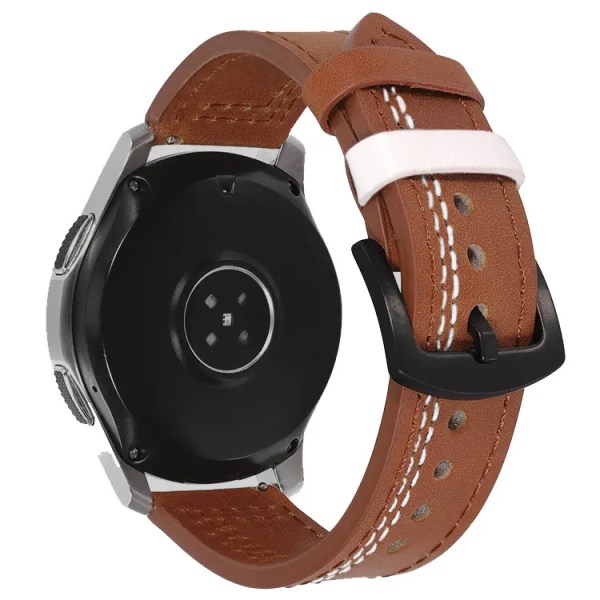 Läderband för Samsung Galaxy watch 6 armband 6classic/5/ pro/4/Active 2 20mm 22mm armband Huawei Watch GT 2/2e/3/ pro klockarmband 13 brown white wire 22mm watchband