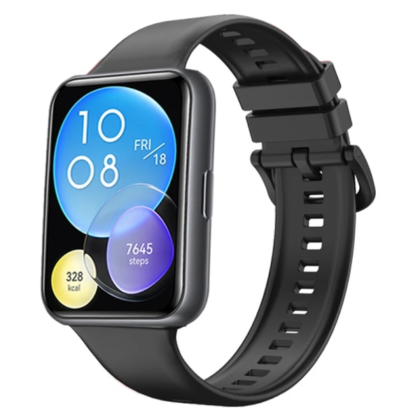 Silikonband för Huawei Watch FIT 2 Rem smart Armbandsurband metall Spänne sport Ersättningsarmband passar 2 correa Tillbehör Black 03