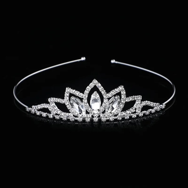 Kristallglas Crown Pannband Barn Tjej Princess Crown Huvudbonad Bröllop Hår Accessoarer Festpresenter White