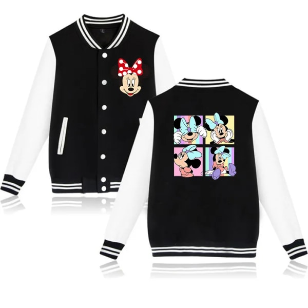 Baseballjacka Tecknad Anime Musse Pigg Minnie Mouse Luvtröja Barnkläder Barn Flicka Pojke Jackor Sweatshirt Hoody Baby Top black4995 S(160CM)