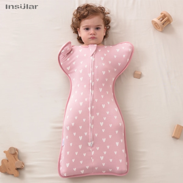 INSULAR Babysovpåse Nyfödd Baby Swaddle Sleeveless Sleep Sack Sommar Tunn Bomull Mjuk 2-vägs Dragkedja Blöjbyte Beige Triangle 60cm