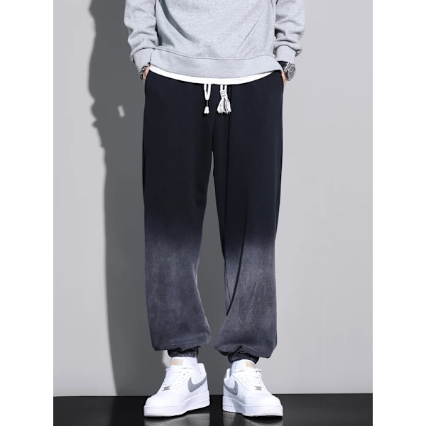 Stora Storlek Mäns Jogger Sweatpants 8Xl 7Xl 6Xl Sportswear Gradient Färg Baggy Byxor Tvätta Bomulls N Casual Loose Spår Byxor Man black XL (31)