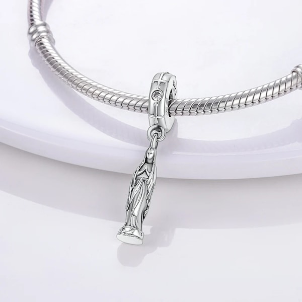 925 Sterling Sølv Jomfru af Guadalupe Motiv Dangle Angel Charms Perler Passer Til Original Pandora Halskæde Armbånd Diy Til Kvinder KTC136