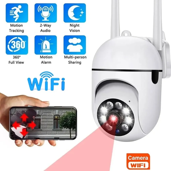 Mini Wifi IP-kamera 10X Digital Zoom HD 1080P Övervakning PTZ-kamera Automatisk spårning Night Vision CCTV Säkerhet Hemma Baby Monitor EU Plug 1MP Add 64G Card