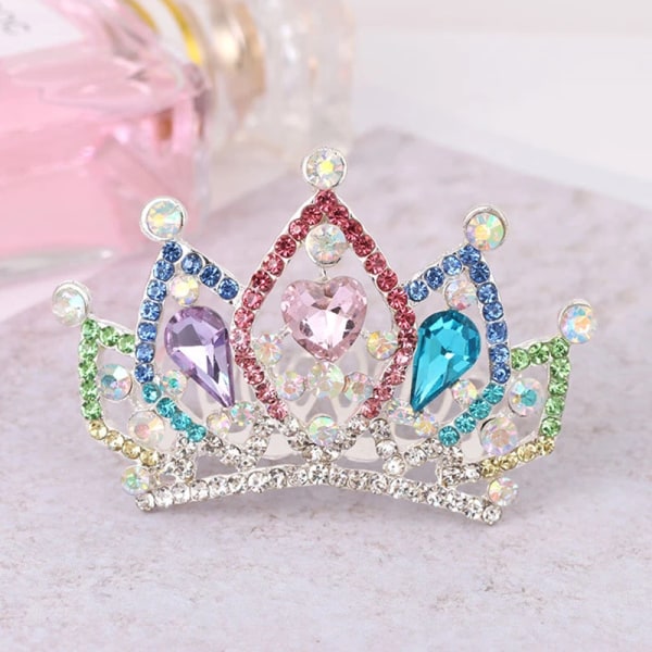 Flickor Barn Hår Smycken Tillbehör Mini Söt Kristall Rhinestone Prinsessan Kronhår Kam Födelsedagsfest Tiaror Hårband 14