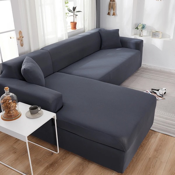 Enkla hörnsofföverdrag för vardagsrum Elastiskt spandex cover Stretch överdrag L-form soffa Behöver Köp 2st cover Grey Small( 90-140cm)1pc