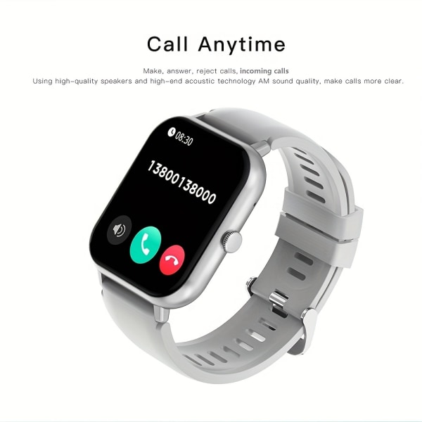 Smart Watch 4,65 cm full pekskärm: 100+ sportlägen, Ai Control, Spel, Smart Watch för Android- och IOS-telefoner - perfekt för kvinnor och män! Full Metal Silvery