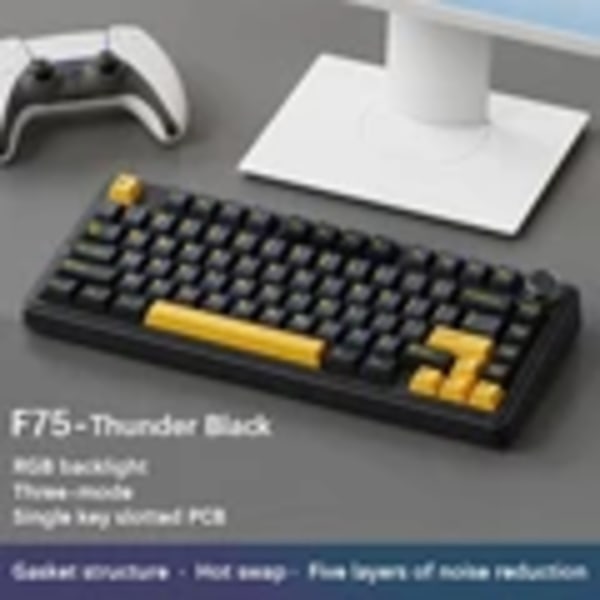 Aula F75 2,4G Trådlöst / Blåatote / Trådlöst Spel Mekanisk Tangentbord Rgb Anpassad 75% Layot Oem Profilpackningsstruktur Thunder Black Crescent axis