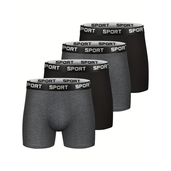 4-pack herrbomull Andas Bekväm Mjuk Stretchig Enfärgad Boxer Underkläder 2 Dark Gray + 2 Black L(50)