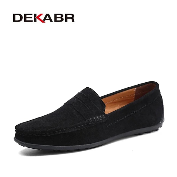 Dekabr Brand Spring Sommar Hot Sell Moccasins Män Loafers Hög Kvalitet Äkta Läder Skor Män Platt Lättviktiga Körskor 02 Black 11