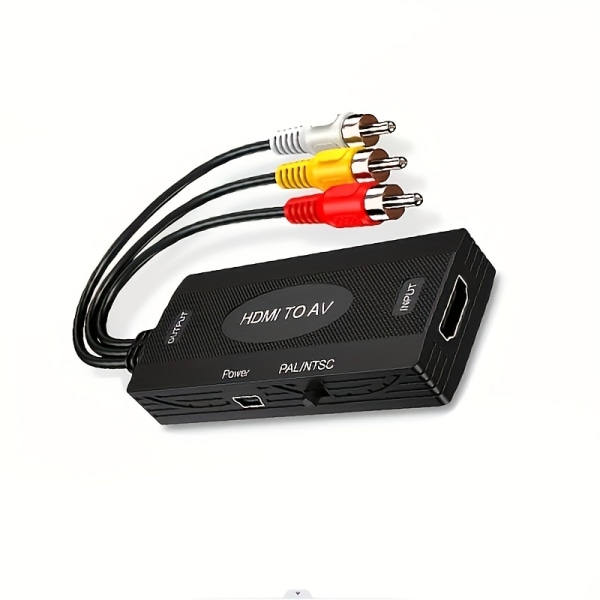 HDMI till RCA, HDMI till AV-konverterare, 1080P RCA Composite CVBS Video Audio Converter Adapter som stöder PAL/NTSC för TV/PC/PS3/STB/Xbox VHS/VCR/Blue Black 8.33*3.66*1.47cm