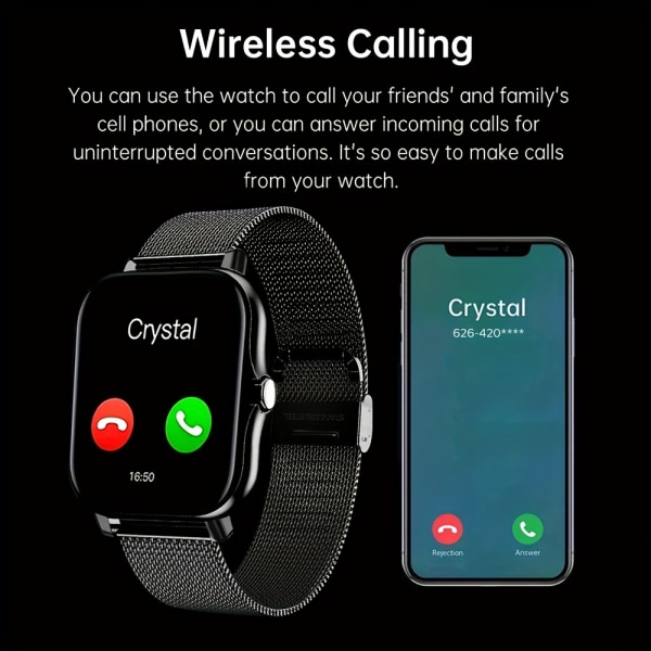 2023 NY Smart Watch 4,65 cm tum trådlöst samtal/mottagning av sömnhälsoövervakning Stillasittande påminnelse för Android-telefoner för män och kvinnor presenter