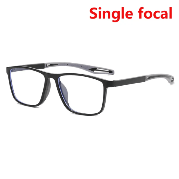 Multifokala progressiva läsglasögon Kvinnor Män TR90 Båge Anti Blue Light Sport Bifocal Presbyopia Glasögon med dioptri single-blackgray