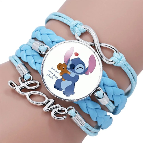 Disney Lilo Och Stitch Blå Multilager Armband För Flickor Anime Smycken Tecknad Tid Pärla Armband Barn Födelsedagsgåva 20001920