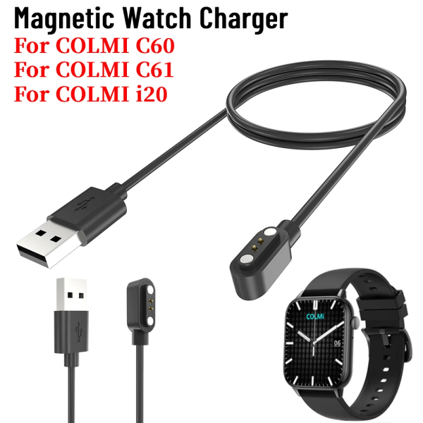 Magnetisk watch för COLMI C60/C61/i20 USB utbytesladdare Watch Laddningskabel Watch