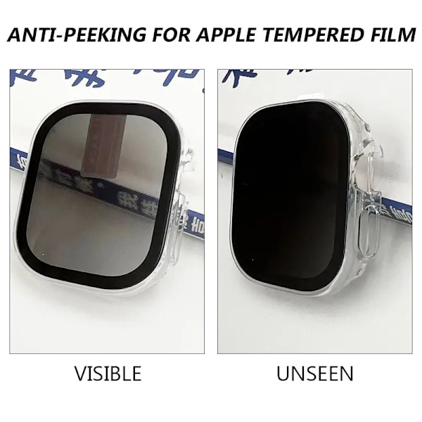 Anti-Spy-glas för Apple Watch Ultra 2 49 mm Fall 40 44 mm 45 mm Private HD skärmskydd Bumper Iwatch 9 8 7 Se 6 härdad film. Black 40mm-Series 6 5 4 SE