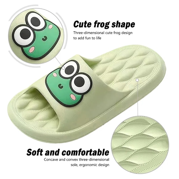 Cloud Tofflor För Män Kvinnor Skor Strand Slides Tecknad Groda Flip Flops Platta Sandaler Badrum Anti-Slip Skor Man Co Uple Slippername C Green 42-43(Fit 41-42)