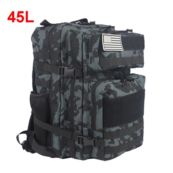 25L 45L Camping Vandring Rygsæk Taktisk Taske Molle Patches Rejse 900D Mænd Kvinder Mænd Udendørs Ruckdack Skulder Rejse Gym Pakke 45L Black Camo