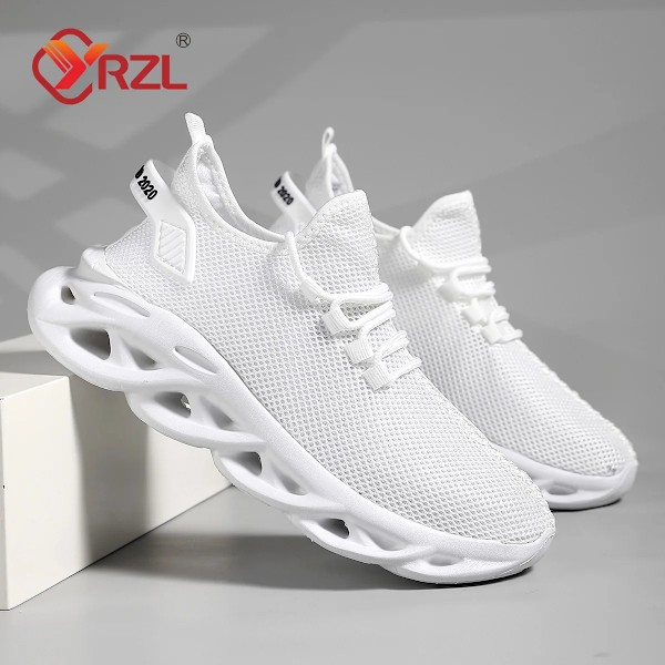 Yrzl Mænd Sneakers Sommer Letvægts Mænd Sportsko Mesh Åndbare Sko Til Mænd Udendørs Platform Løbesko White 39