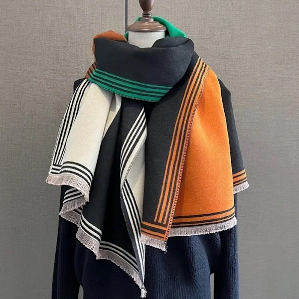 Tyk, varm vinter tørklæde med houndstooth mønster - Kvinde cashmere pashmina shawl - Dame wrap tørklæde - Strikket kvinde foulard tæppe 46 180-65