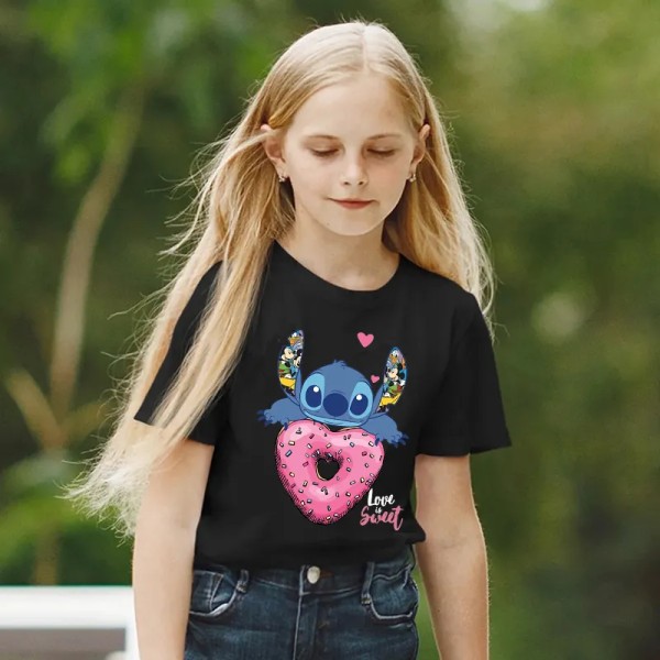 Skjorta Barn Barn Lilo Stitch Tecknad T-shirt Stitch Söt Manga T-shirt Y2k Grafisk T-shirt Tjej Pojke Topp Tees Kläder black939 1T(XS)