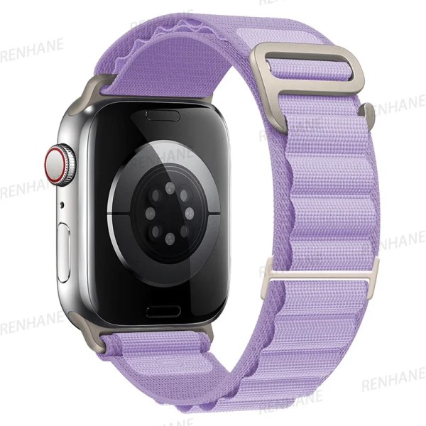 Alpine Loop Band För Apple Watch Rem 49mm 45mm 41mm 44mm 40mm 42mm 38mm Metall G-Hook Nylon Armband iWatch Ultra 9 5 SE 6 7 8 Light purple 38mm 40mm 41mm