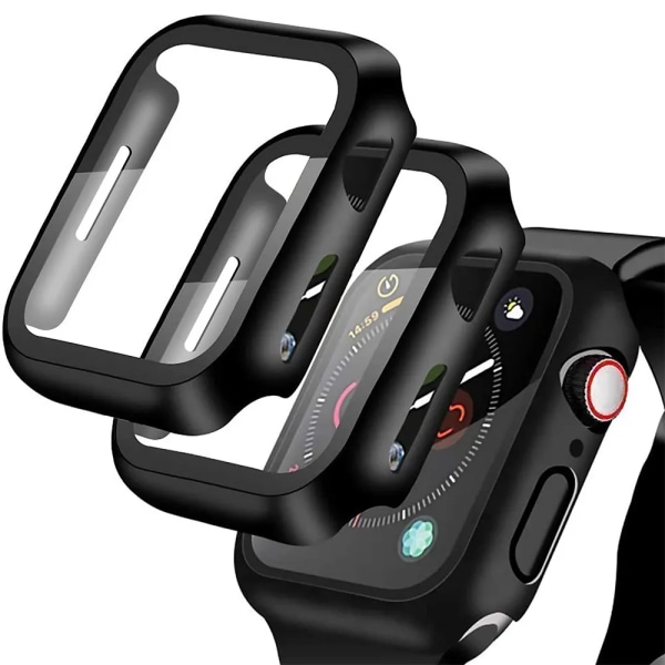 Glas + case för Apple Watch 45 mm 41 mm 44 mm 40 mm skärmskydd Bumper PC- cover för iWatch Series 3 4 5 SE 6 7 8 9 Tillbehör Starlight Series 4 5 6 SE 40mm