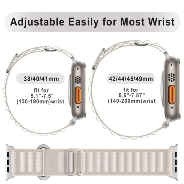 Alpin loop För apple watch band 49mm 44mm 40mm 45mm 41mm 42mm 38mm 49 44 45 mm armband iWatch series 7 6 3 se 8 Ultra 49 band light gray 38mm 40mm 41mm